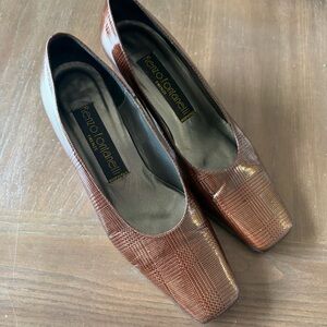 Renzo Fontanelli Firenze Brown Leather Square Toe Pumps Made in Italy Size 7.5B